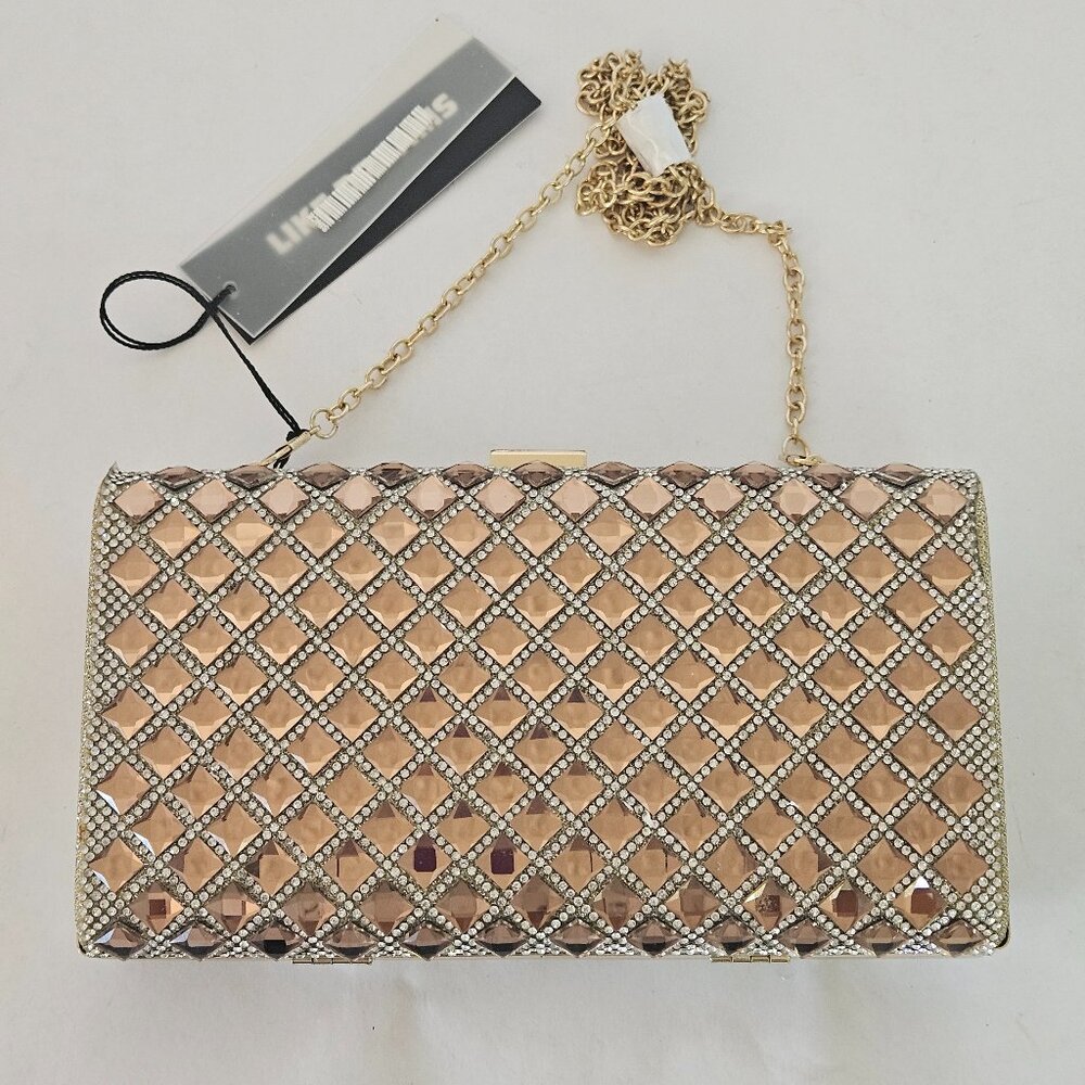 LIKE DREAMS Targaryan Foil Box Clutch Gold Purse